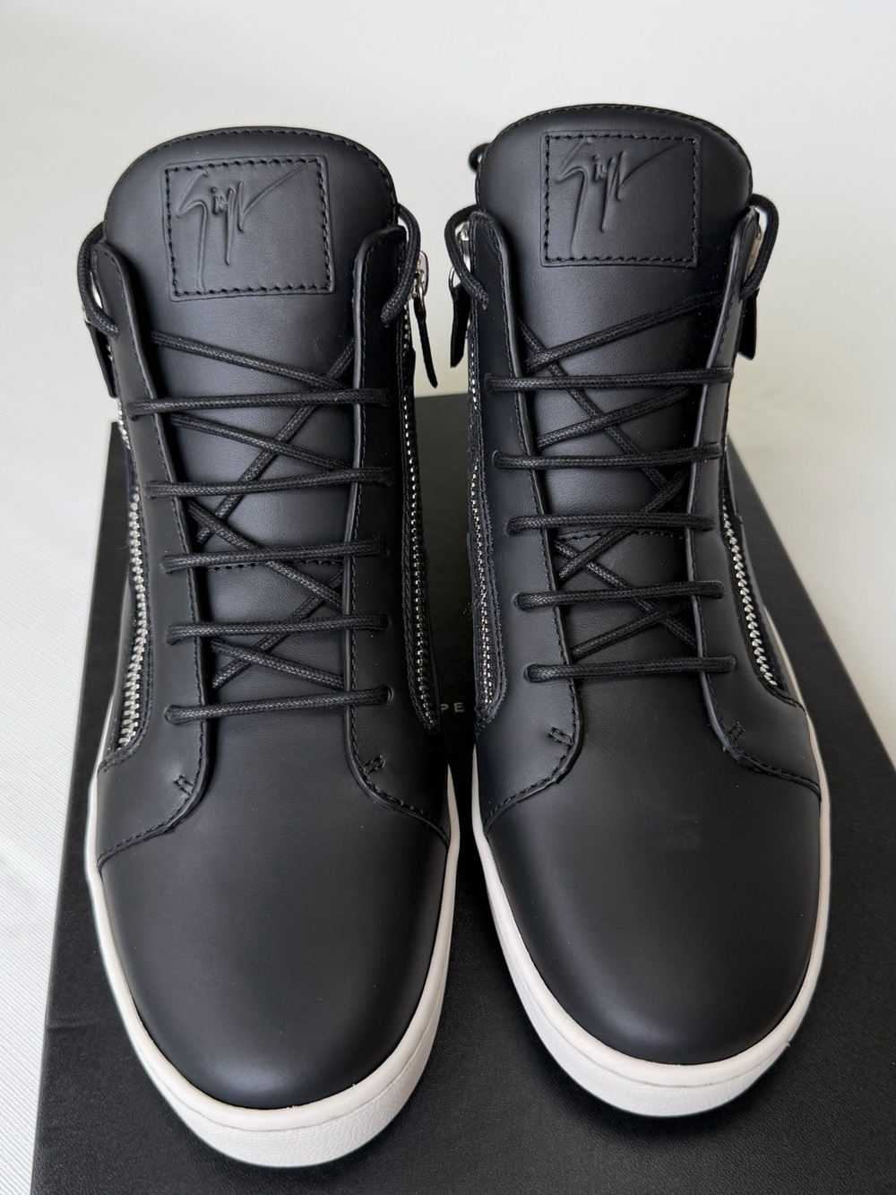 Giuseppe Zanotti Men’s Black Leather High-Top Sneakers Size 45 / US 12 NWT